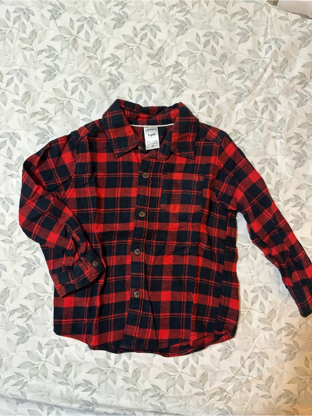 Carter's Red and Black Plaid Button-Front Shirt